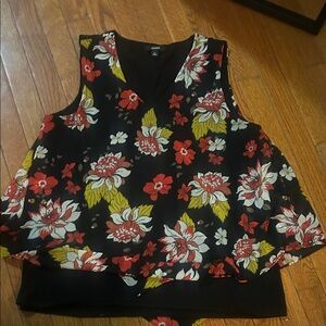 Alfani Floral Sleeveless Blouse - Black, Red, White, Yellow